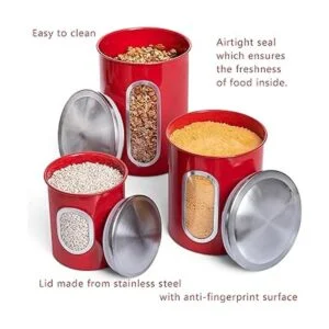MiXPRESSO Juego de 3 botes rojos para la cocina tarros de_3