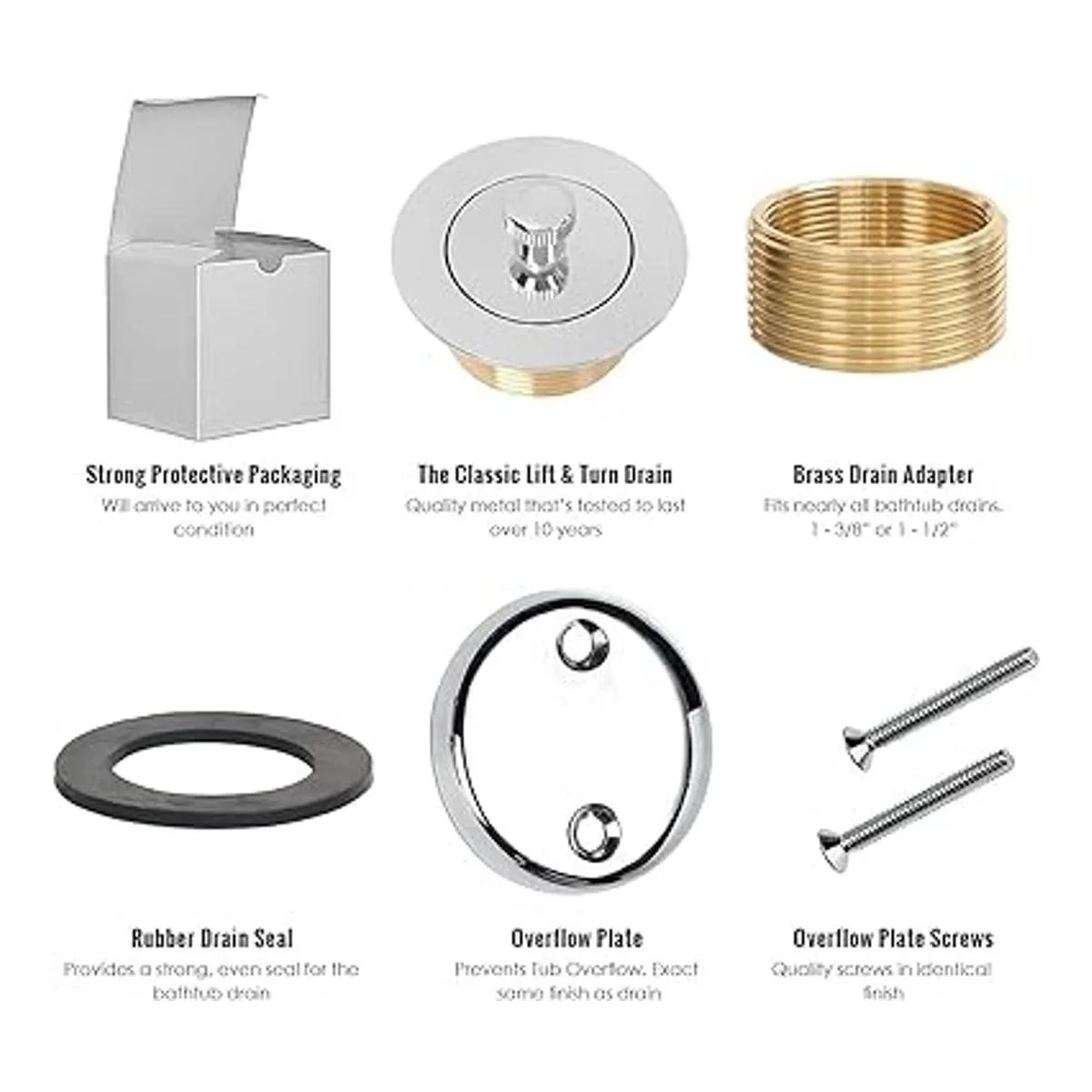 Juego de drenaje de bañera 100 latón con placa de_4