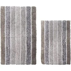 Alpine Stripe Juego de 2 alfombras de baño de color gris_1