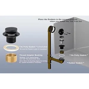 Artiwell Juego de molduras de bañera con punta negra mate_5