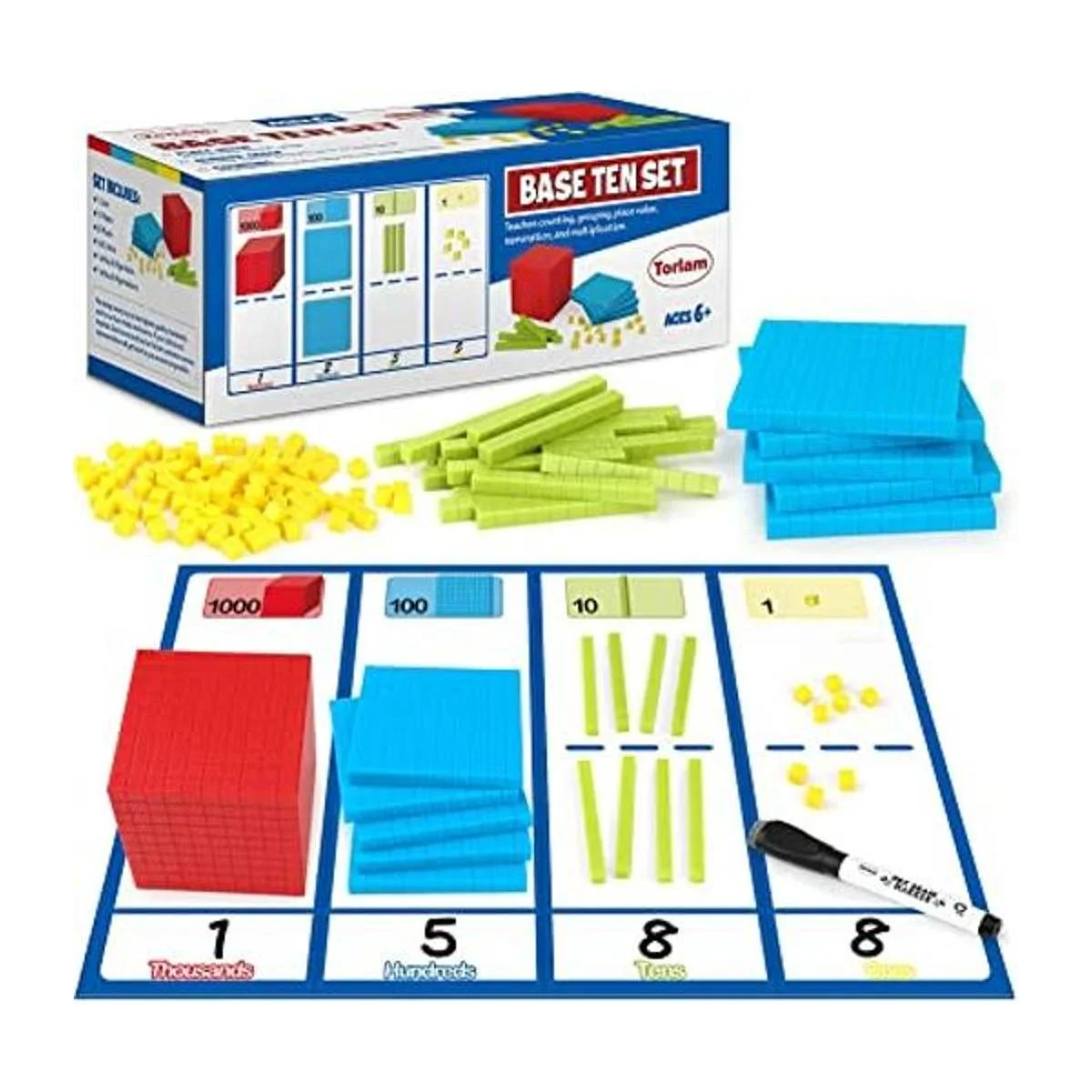 Torlam 131 piezas base diez bloques para matemáticas_1