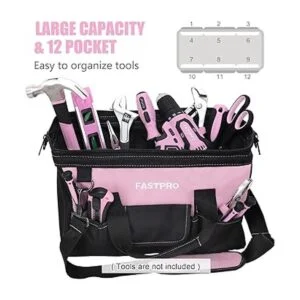 FASTPRO Bolsa de herramientas rosa de 14 pulgadas para_4