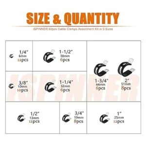 ISPINNER Juego de 80 abrazaderas de cable surtidas 304_2