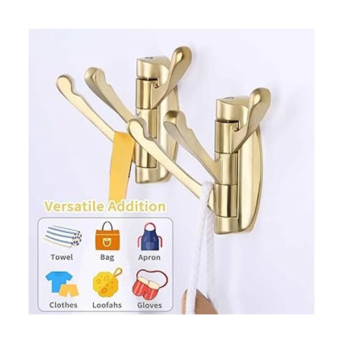 Gancho giratorio para toallas de color dorado cepillado 2_5