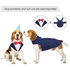 Kuoser Dog Tuxedo Dog Suit and Bandana Set Dogs Tuxedo_2