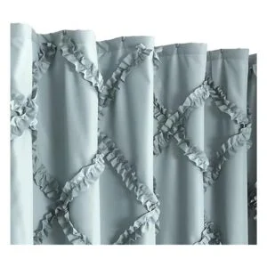 GARSTYLE Cortina de ducha de tela de diamante con volantes_3