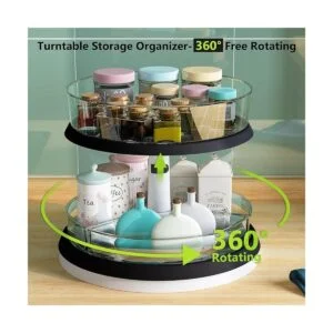 Lazy Susan Tocadiscos de 2 niveles y organizador de_2