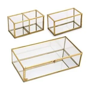 Hipiwe Caja de recuerdo de vidrio con espejo con dos_1