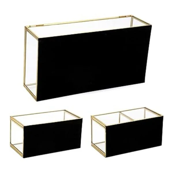 Hipiwe Caja de recuerdo de vidrio con espejo con dos_7