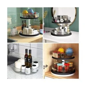 Lazy Susan Tocadiscos de 2 niveles y organizador de_5