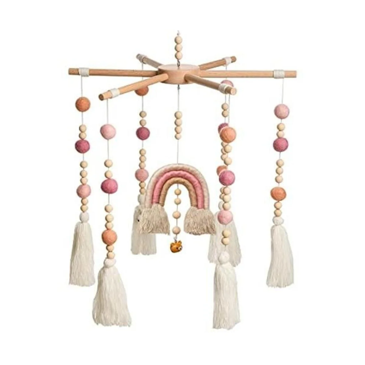 Cuna móvil para bebé cuna de arco iris móvil de madera_1