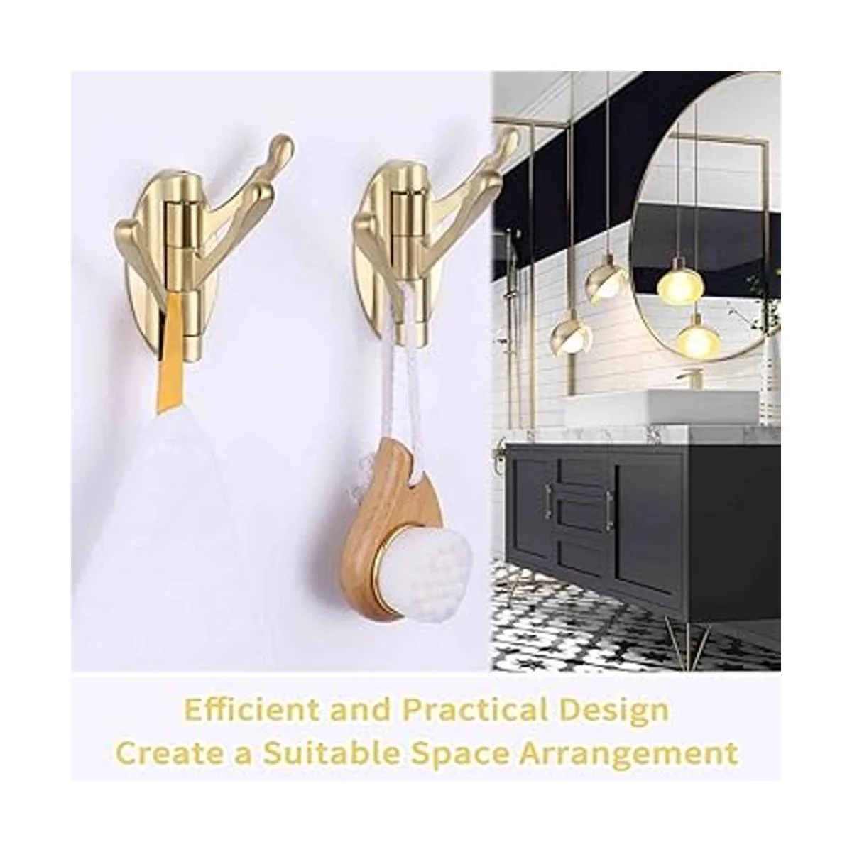 Gancho giratorio para toallas de color dorado cepillado 2_3