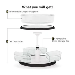 Lazy Susan Tocadiscos de 2 niveles y organizador de_4