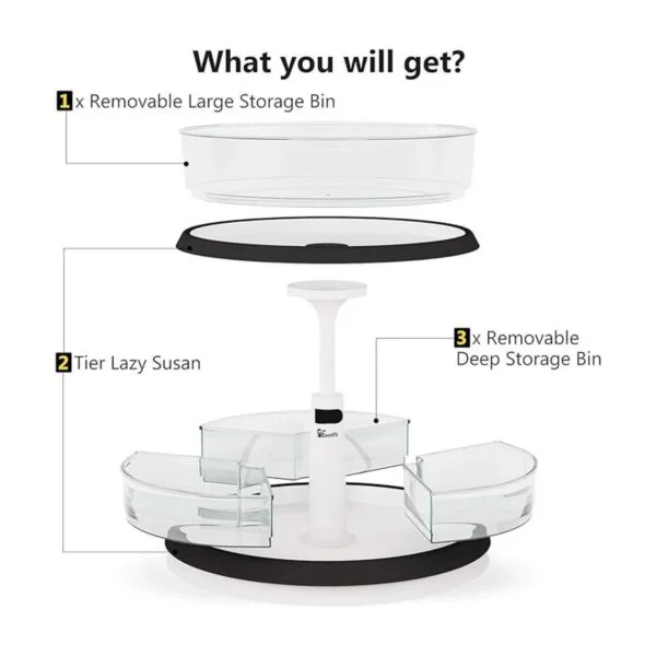 Lazy Susan Tocadiscos de 2 niveles y organizador de_4