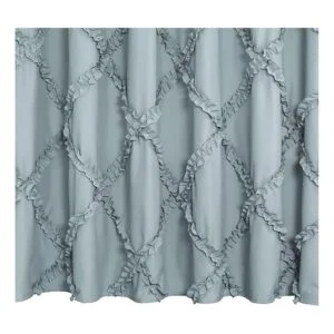 GARSTYLE Cortina de ducha de tela de diamante con volantes_4