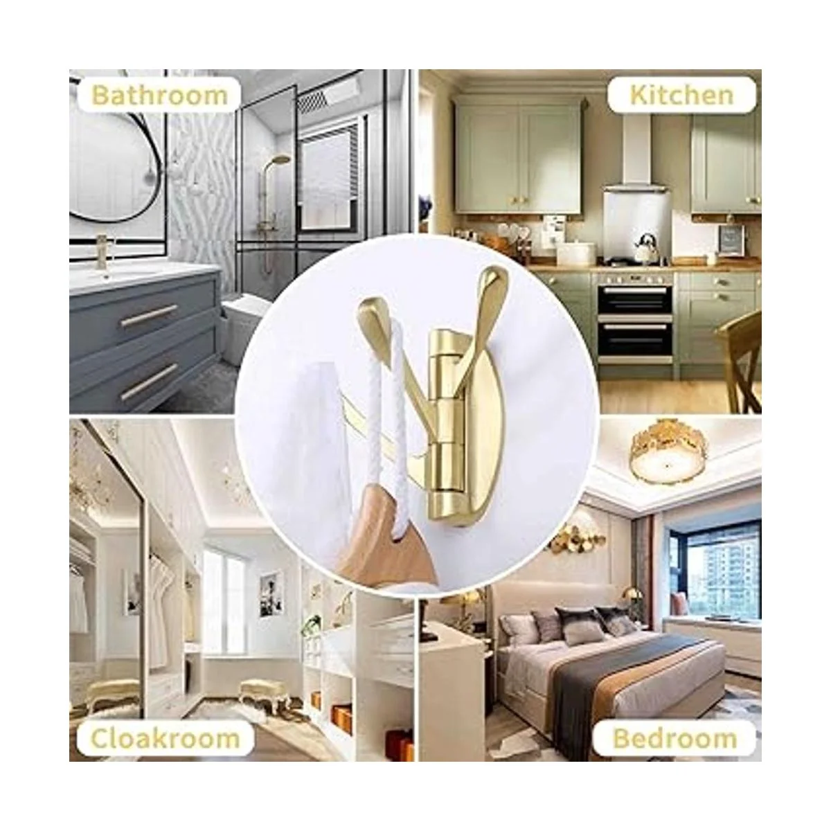 Gancho giratorio para toallas de color dorado cepillado 2_4