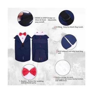 Kuoser Dog Tuxedo Dog Suit and Bandana Set Dogs Tuxedo_4