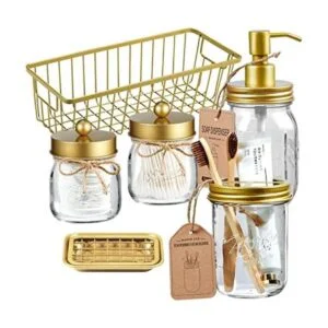 Juego de accesorios de baño de tarros Mason de alta_1