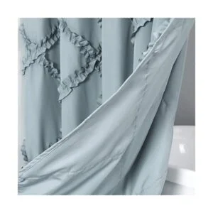 GARSTYLE Cortina de ducha de tela de diamante con volantes_5