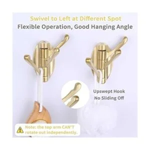 Gancho giratorio para toallas de color dorado cepillado 2_7