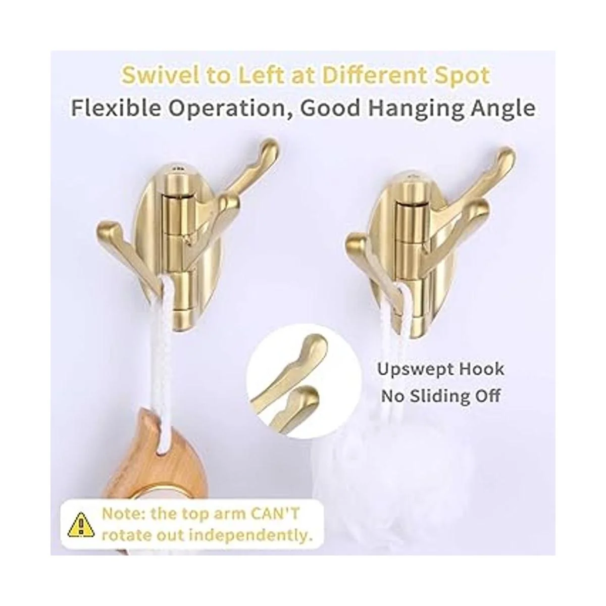 Gancho giratorio para toallas de color dorado cepillado 2_7