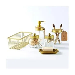 Juego de accesorios de baño de tarros Mason de alta_2