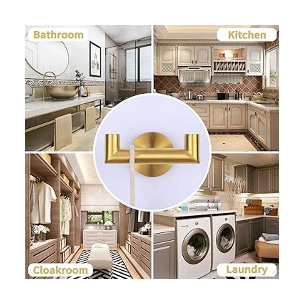 Toalla doble gancho de oro cepillado 2 piezas ángulo_3