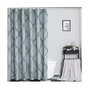 GARSTYLE Cortina de ducha de tela de diamante con volantes_1