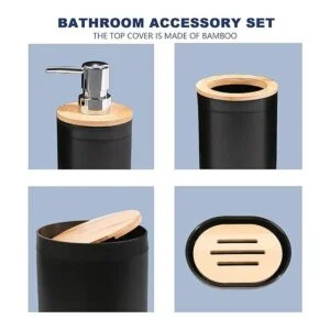 CERBIOR Juego de accesorios de baño de bambú juego de_2