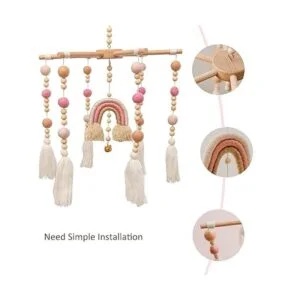 Cuna móvil para bebé cuna de arco iris móvil de madera_3