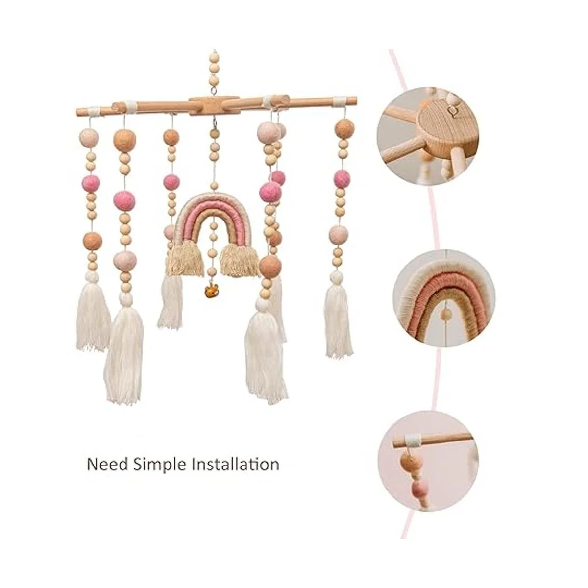 Cuna móvil para bebé cuna de arco iris móvil de madera_3