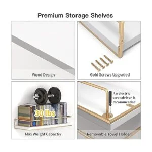 Shario Estantes flotantes blancos juego de 2 estantes_6