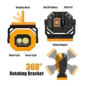 Luz de trabajo LED recargable luces magnéticas COB_2