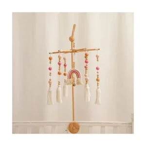 Cuna móvil para bebé cuna de arco iris móvil de madera_6