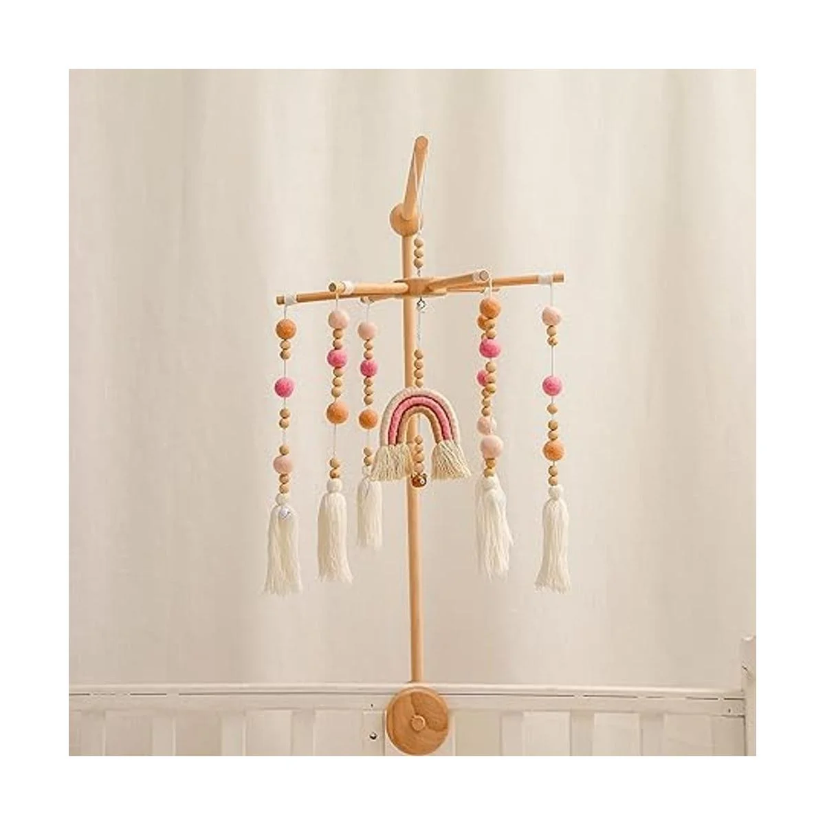 Cuna móvil para bebé cuna de arco iris móvil de madera_6