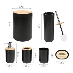 CERBIOR Juego de accesorios de baño de bambú juego de_3