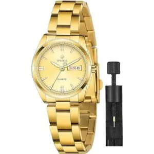 Reloj de pulsera de acero inoxidable plateado para mujer_1
