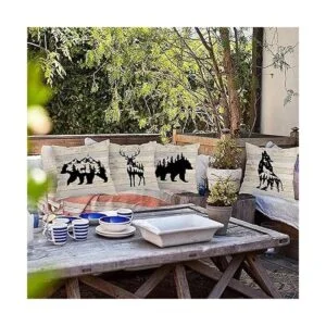 HUYAW Woodland Juego de 4 fundas de almohada de_4