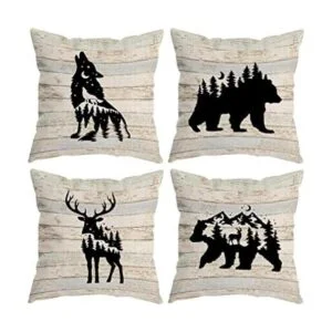 HUYAW Woodland Juego de 4 fundas de almohada de_1