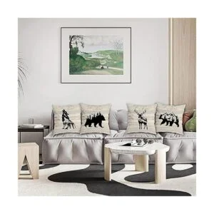 HUYAW Woodland Juego de 4 fundas de almohada de_2