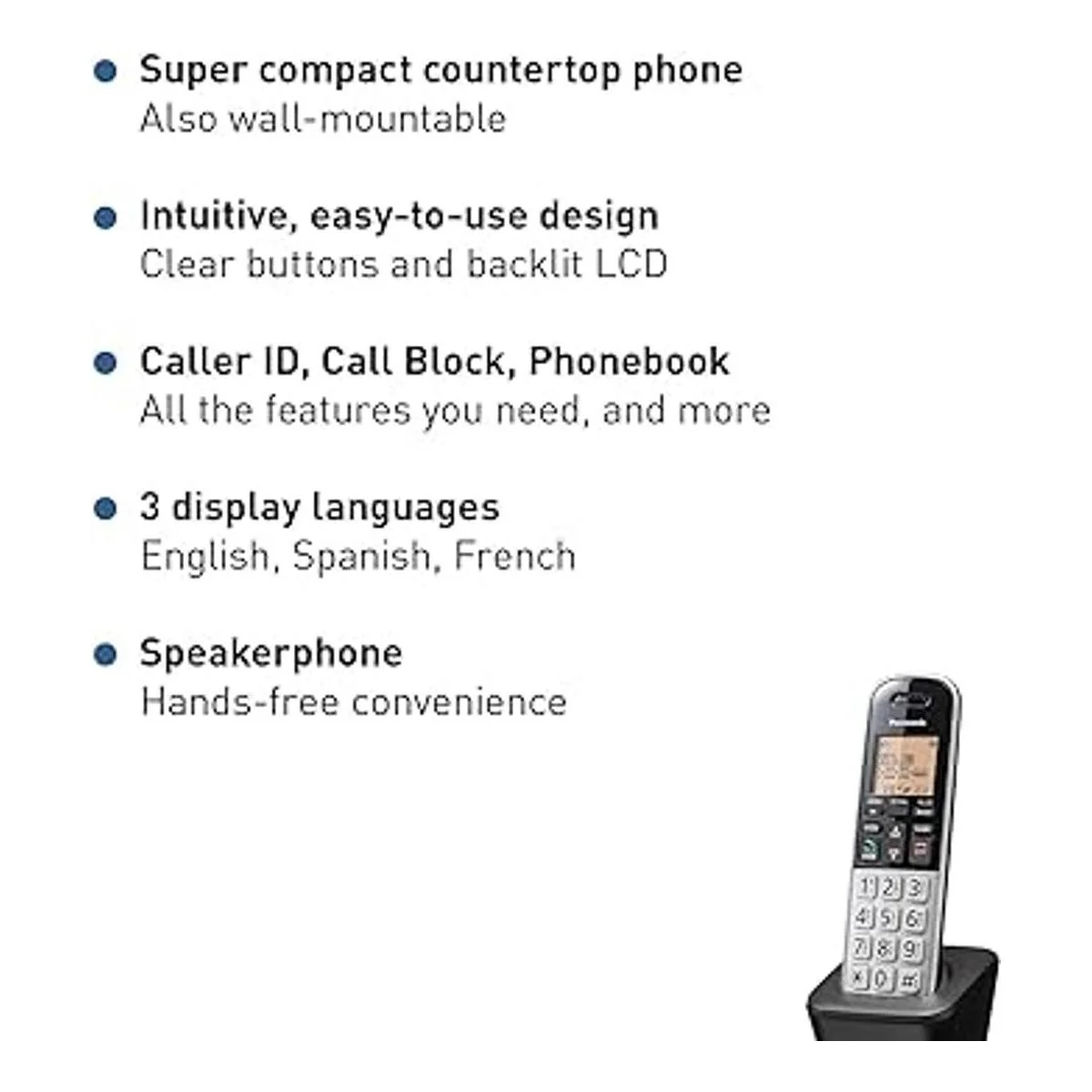 Panasonic teléfono inalámbrico compacto con DECT 6.0 1.6_2