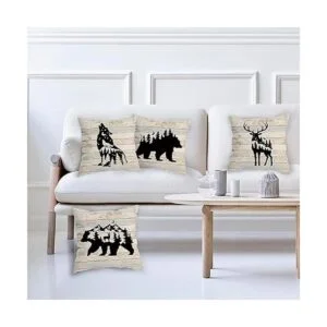 HUYAW Woodland Juego de 4 fundas de almohada de_3
