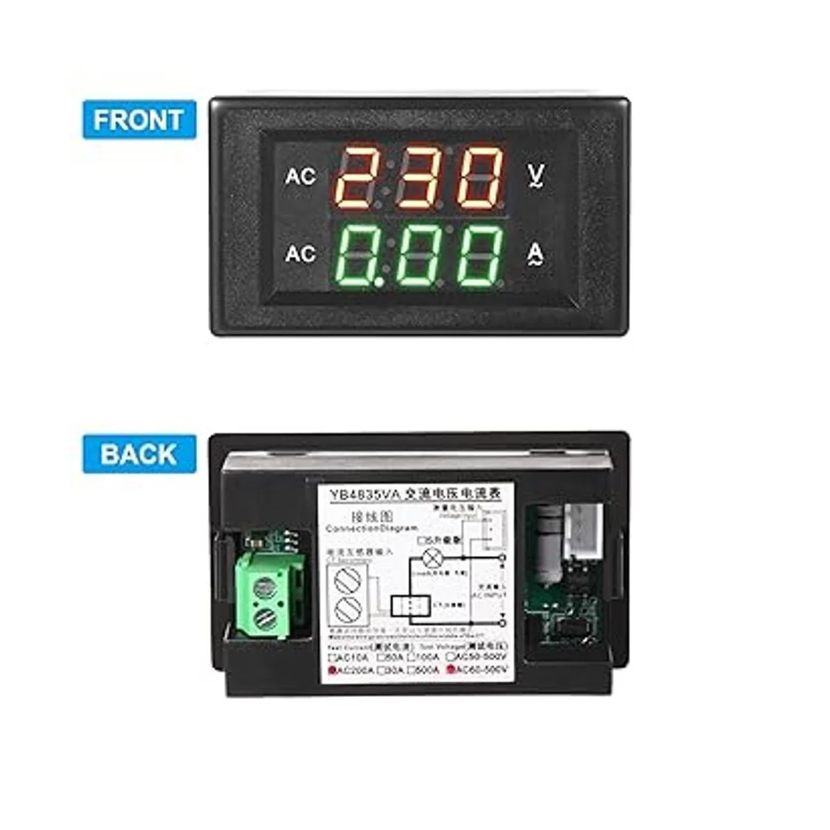 Medidor de voltaje de CA de 500 V 200 A voltímetro de_3