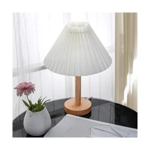 Lámpara de noche pantalla blanca plisada lámpara_3
