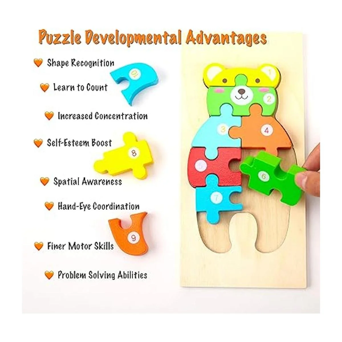 Montessori Mama Rompecabezas de madera para niños de 2 a 4_2