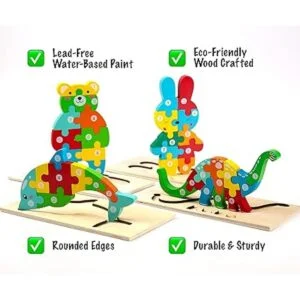 Montessori Mama Rompecabezas de madera para niños de 2 a 4_3