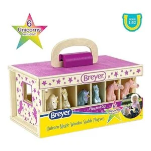 Breyer Caballos unicornio mágico juego estable de madera_5