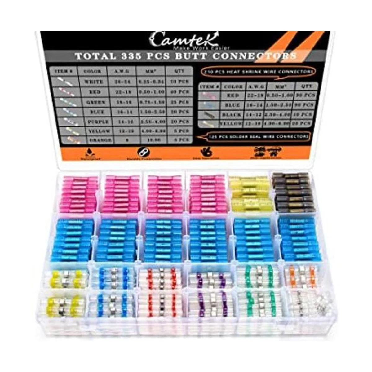Camtek 335 conectores termocontraíbles 125 conectores de_1