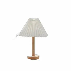 Lámpara de noche pantalla blanca plisada lámpara_1