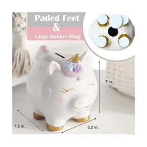Alcancía de unicornio para niñas pintada a mano con_6